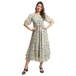 Buy Upto 50% Off On Women's Georgette Printed Knee-Long Dress